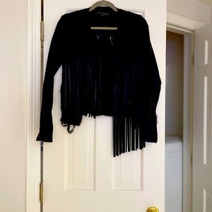 Nour Hammour leather jacket with fringe size small